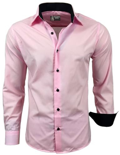 Subliminal Mode Camicia a Maniche Lunghe da Uomo | vestibilità Classica | Comoda e Facile da Lavare | Ideale per L'Ufficio e Le Uscite Informali 444-5 | Rosa L
