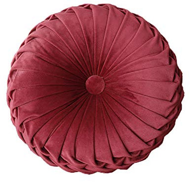 YunNasi Rund Gefüllt Kissen Samt Dekokissen für Zuhause Sofa Bett Auto (Wine red)
