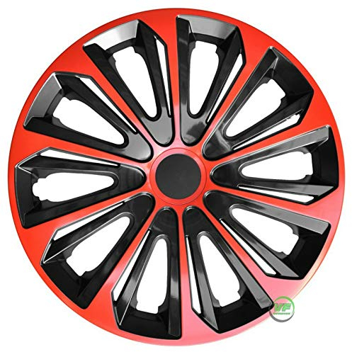 J&J AUTOMOTIVE | 16 Radkappen Radzierblenden 4er Set 16 Zoll Rot-Schwarz Strong, Radabdeckung, Radkappen, Zierblenden, Felgen