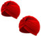 2er-Pack Kopfbedeckung, plissiert, Turban, Indien, Kapuze, arabisch, Festival, Vintage, einfarbig, Unisex (Rot x 2, Einheitsgröße)