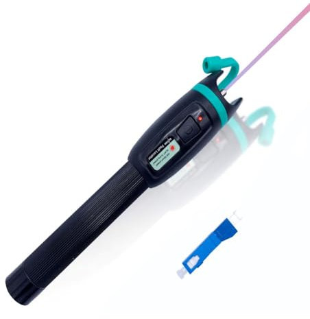 Elfcam® - Glasfaserkabel Tester, 30mW 30KM Visuelle Fehlersuche für LWL LC SC FC ST E2000, Glasfaser Rotlicht Stift Kabel Tester Detektor Meter, Rotlichtquelle mit LC-Stecker