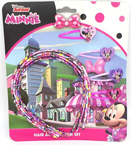 TDL Disney Minnie Mouse Set - 4 Haarreifen & 4 Haarklips - Offiziell Lizensiert - 4 Head Band and Clip Set