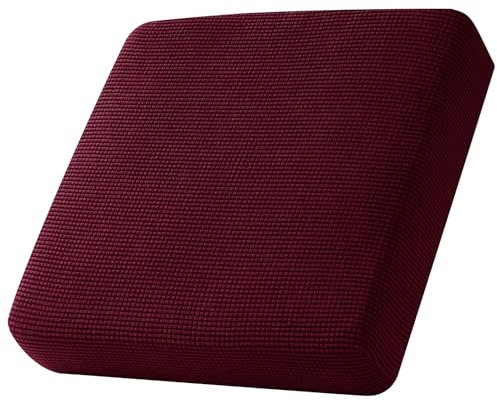 Sofa Sitzkissenbezug, Sofa Sitzkissenbezug Stretch, Elastischer Kissenbezüge, Husse Überzug Bezug Für Sofa Sitzkissen, rutschfest Stoff Tartan (Rot,Großer 1-Sitzer)
