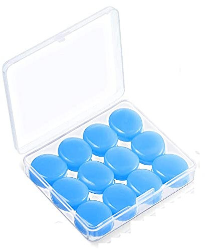 Generic, Lot de 12 paires de bouchons d'oreilles réutilisables en silicone pour ronflement, natation, voyage, concerts, travail, études, 1
