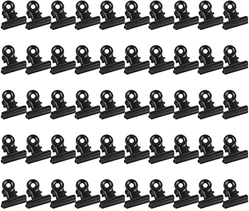 50 Stück Kleine Bulldogge Büroklammern Paper Clips Schwarz Small Bulldog Clips Letter Clips Mini Metal Clips Klammern für Fotos Metallklammern klein Multi-function Clips für Büro Küche Hause 22mm