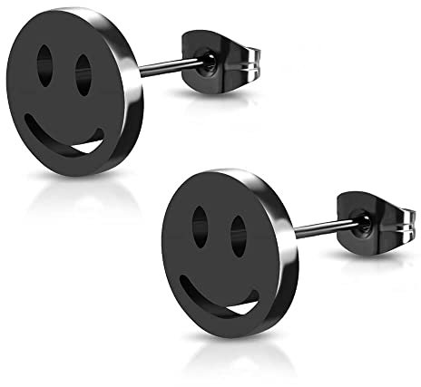 Inoki - Smile Black Steel Ohrstecker