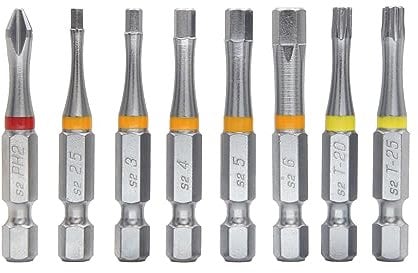 711L 8 PCS of 50mm 1/4 Hex Bits Color coded I 8 Pieces S2 Steel Philips Torx Hex Screwdriver Tips I EDC Tool Set …