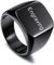 MunkiMix Männer Ringe Edelstahl Quadratischer Siegelring Personalisiertes Valentinstagsgeschenk für ihn Herren, Trauringe, Schwarz Ring mit Gravur