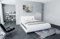 Boxspringbett Sorano Leder mit LED Licht Podest Hotelmatratze Lederbett in 140x200 160x200 180x200 200x200 200x220 (140 x 200 cm, Weiß-Grau)