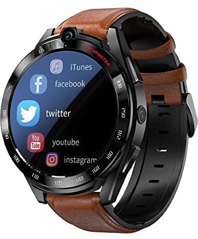 HUIKDY 4G Smart Watch Android 11.0 Fitness GPS Sport Orologio da Polso 1.6 Touch Screen Bluetooth Activity Tracker Call Video 5MP + 8MP Dual HD Camera Orologi 6GB + 128GB, SIM Card (D)