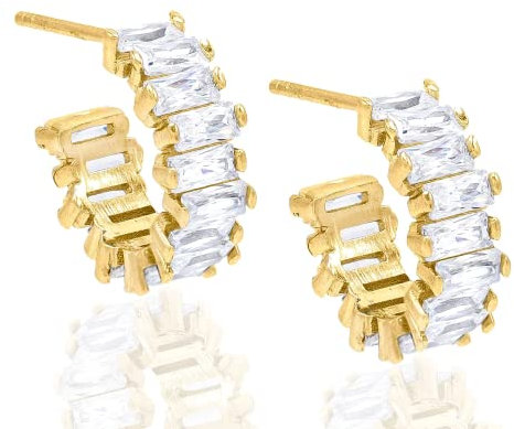 Maison Sophie ® Ohrringe Silber 925 Creolen Gold oder Silber | Bunte o. weiße Steine | Wasserfester Schmuck Damen | Mehrfach vergoldet mit 18k für lange Haltbarkeit | Recyceltes Silber