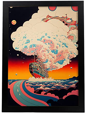 Nacnic Poster Segel im japanischen Ukiyo Kunststil. Cartoon-Illustrationen berühmter Musiker und Künstler. Innenarchitektur und Dekoration. A3.