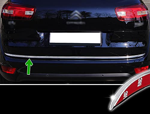 Modifycar Garniture chromée de porte arrière pour Citroën C4 Picasso II Spacetourer | 2018-2022, Moulure de coffre chromée ABS de 21 mm avec fixation adhésive 3M