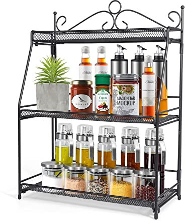Uten Étagère à épices, Présentoir à épices à 3 étages, Etagère de Rangement Pliable, Porte-épices pour Pots dans la Cuisine, le Placard, Salle de Bain