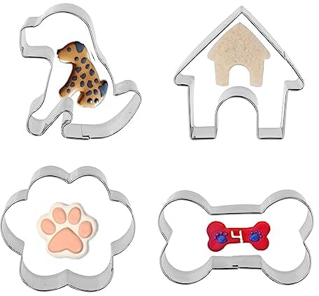 Hundeknochen Ausstecher ANCKNE Knochenform Ausstecher Set Edelstahl Hausgemachte Hund Keks Leckereien Ausstecher 4 Stück