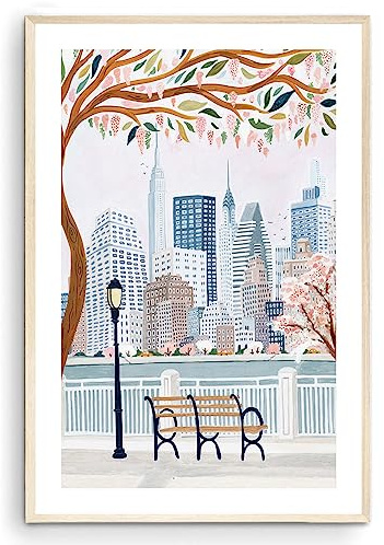 New York Kunstdruck, NYC Poster, NYC Skyline, Amerika Kunstdruck, New York Poster, New York Geschenk, New York Dekor, Reiseposter, Einweihungsgeschenk (ungerahmt) (40,6 x 61 cm)