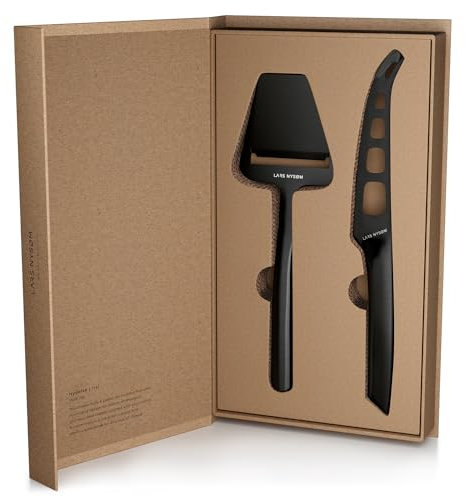 LARS NYSØM Käsemesser und Käsehobel - Set 2-tlg. I Edelstahl Käsemesser & Käsehobel Set (Onyx Black)