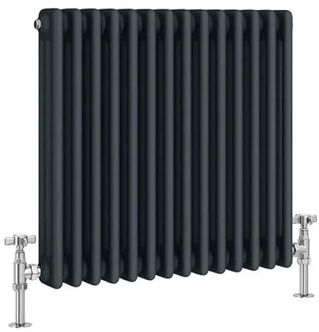 Manissa 3 Column Anthracite Traditional 600h x 605w Column Radiator Old Cast Iron Type School Radiator