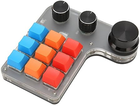 Zunate One Handed Programmable Mechanical Keyboard, 9 Keys 3 Knobs Gaming Keypad with RGB Backlit, Support USB or Bluetooth Dual Mode Connection