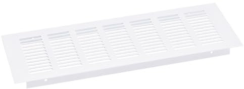 sourcing map Aire Ventilación Cubierta, 1uds 300 x 80mm - Aluminio Aleación Malla Aire Retorno Ventilación Cubierta, Rectángulo Persianas Ventilación Rejilla para Armario (Blanco)