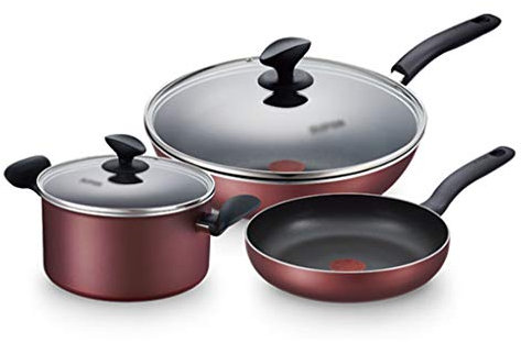 Töpfe und Pfannen, 3-teiliges Kochgeschirr-Set, Antihaft-Kochgeschirr, Bratpfanne, Kochtopf und Pfanne, Kochtopf mit Glasdeckel, Küchenzubehör Vision
