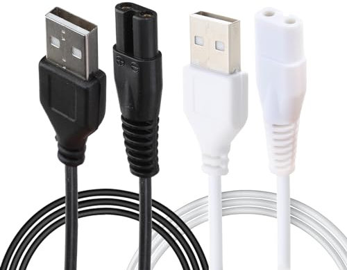 Leogony 2PCS Charging Cord for Water Flosser, Replacement Charger for Waterpik Water Flosser Compatible with FC159 FC1591 FC156 FC256 FC259, One Blade Charger Shaver Hair Clipper (Black & White
