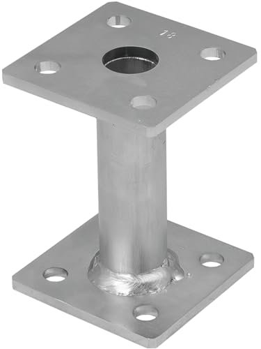 Bolt Down 80mm (Pack of: 10) Pergola Elevated Post Base Support Heavy Duty Galvanised 4mm Fence Foot Bracket - Fencing, Decking