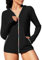 ATTRACO Ladies Rash Guard UV Protection Long Sleeve Hoodie Rash Vest with Pockets Ladies Shirt Black L