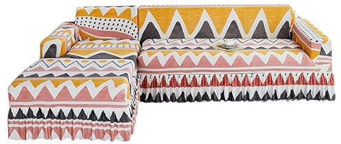 Sofaschoner Gelbrosa Sofaüberwurf Weich Spandex Sofaschoner rutschfest Couch Überwurf Waschbare Sofa Überzug Sofabezug mit Elastischen Riemen Sofabezug L Form Pflegeleicht 4 Sitzer
