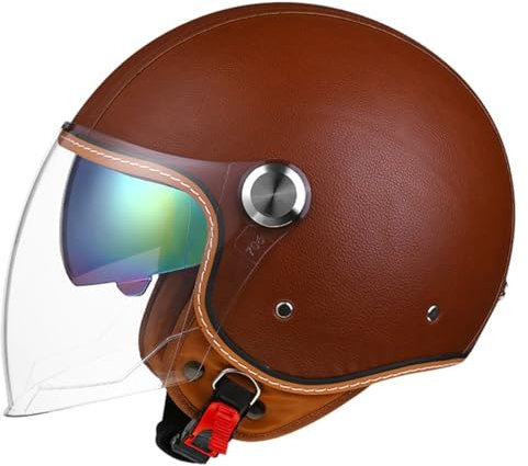 Casque Moto Jet Rétro Demi-Visage ECE Homologué Casque Vintage Casque Face Ouverte Casque 3/4 Open Face Moto Casque De Protection Ouvert Adulte Casque Mobylette Bols 5,S