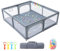 YAZOCO Laufstall Baby,Laufgitter Baby mit 6 Saugnäpfen Gewebe,baby laufstall mit atmungsaktivem Netz, große Sicherheitsspielplatz, laufstall 120x180cm, Grau (grau, 120X120cm)