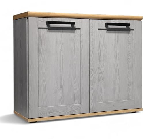BERGEN Badezimmer Waschbeckenunterschrank in Grau, Artisan Eiche Optik - Bad Unterschrank Badezimmerschrank mit viel Stauraum - 80 x 66 x 31 cm (B/H/T)
