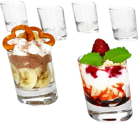 MamboCat 6er Set Pisa Schnapsgläser I 20ml & 40 ml, 2cl & 4cl I 6 Personen I schräges Shot Glas mit dickem Boden I Dessert-Gläschen, Pinnchen für Wodka, Likör etc.