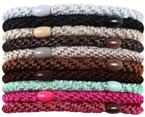 10 Stück Haargummis Mädchen und Mehrere Farben Anzug, Haargummi Damen, Viele Male Zopfgummi Mädchen, Haarbänder Damen für Verschiedene Frisuren (Schwarz und Rot)