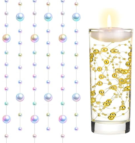 5m Wasserperlen Durchsichtig für Vasenfüller Schnur Perlen,Schwebende Perlen Wasser Vase Deko Weihnachtsperle für Hydroperlen,Schwimmende Kerze Perlenkette,Tisch,Hochzeit,Party Dekor (Farbe)