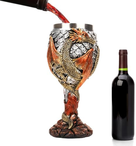 Dragon Goblet - Medieval Stainless Steel Drinking Cup Goblets Creative and Multipurpose Medieval Goblets for Daily Drinking or Gathering