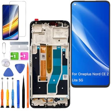 HLYGZX Ersatz Display für Oneplus Nord CE 2 Lite 5G LCD Bildschirm, CPH2381 CPH2409 Display Bildschirm Touch Digitizer Assembly Reparaturteile Kit(Schwarz mit Rahmen)