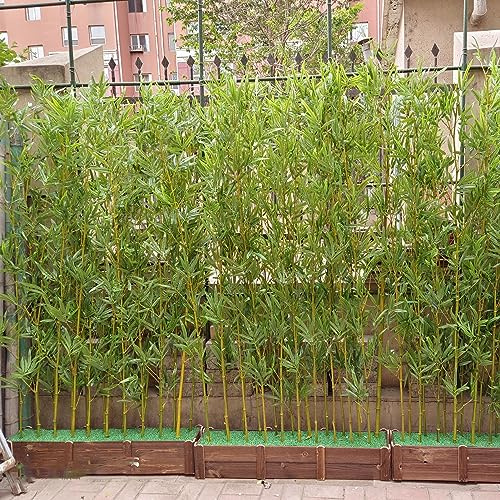 Planta de bambú Artificial Planta de bambú Artificial para Exteriores Resistente a los Rayos UV, Patio Porche Jardín Planta de imitación Realista Pantalla de Hiedra de Pared con Caja rectang