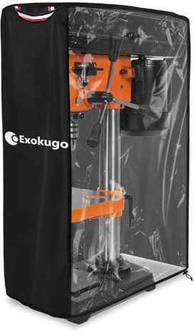Benchtop Bohrmaschinenabdeckung, Geeignet für die meisten Tisch-12-Zoll-Mini-Bohrmaschine auf dem Markt, Seite mit transparentem PVC-Design, Schwarz