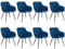 WOLTU Esszimmerstühle 8er Set Esszimmerstuhl Küchenstuhl Polsterstuhl Design Stuhl mit Armlehnen, mit Sitzfläche aus Samt, Gestell aus Metall, modern, Blau, BH93bl-8