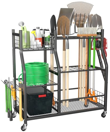 Ultrawall Garden Tool Organizer Stand, Garage Tool Storage Rack with Wheels