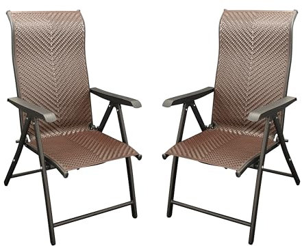 DEGAMO 2X Klappsessel Gartensessel Antibes Hochlehner, Metall und Polyrattan braun, 7-Fach verstellbar, faltbar, Outdoor