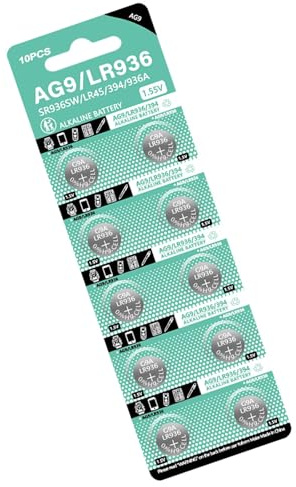 XINGBEI 10 Pilas de botón AG9 LR936 de 1,5 V, Pilas alcalinas de botón para Relojes de Juguete y más LR45/LR936/394/AG9/SR936SW, Repuesto de Pilas para Reloj