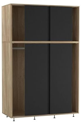 URBNLIVING 6-Door Sliding Wardrobe, Modern Freestanding Bedroom Storage with Smooth Sliding Doors, Adjustable Feet & Hanging Rail - Spacious & Stylish Closet for Organised Living