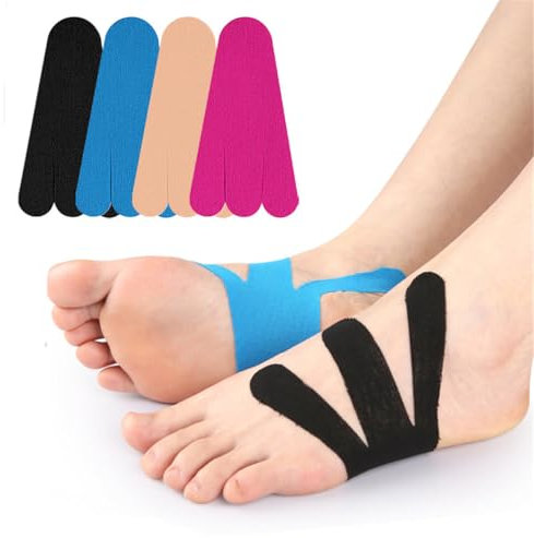 Vorgeschnittenes Kinesiologie Knöchelband, 20 PCS wasserdichtes atmungsaktives Fuß Plantar Fasciitis Schmerzlinderung Athletische Bänder, atmungsaktives elastisches Kinesiologie Athletisches Muskelban