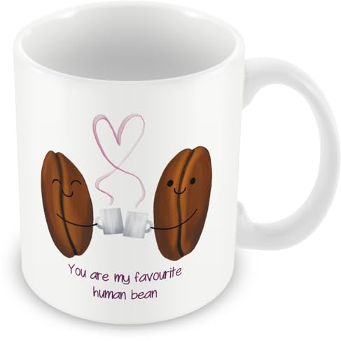 MUGGZ - Mug - My Favourite Human Bean – Gift Mug for Couples Friends Birthday Anniversary Valentines
