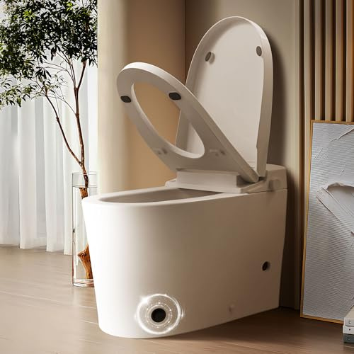 Smart Bidet-WC ohne Elektrik - Einteilige Toilette mit Doppelspülung (Fußpedal & Taste) | Doppeldüsenwäsche | Komplettes Installationsset