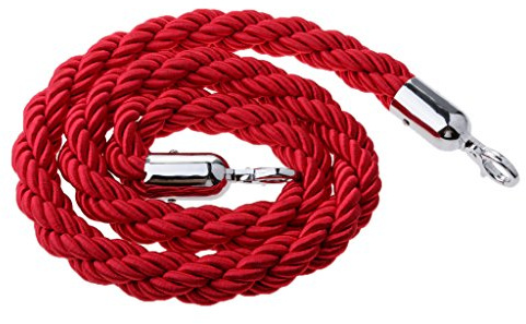 1,5 Meter Samt Handlaufseil Absperrseil 32mm - Velours Rope für Absperrungen und Handläufe- Rot