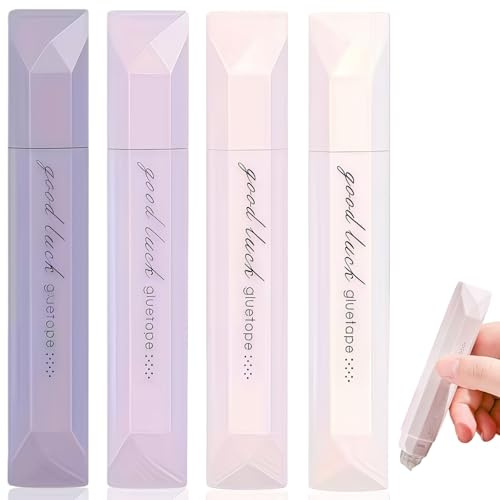 4Pcs Double Sided Tape Pens, Double Sided Tape Roller Glue Pen Dispenser with Sellotape for Scrapbooking,Gift Wrapping,Photo,Doubles Sideds Glue Pen for Home School Office Cards,Journaling Supplies