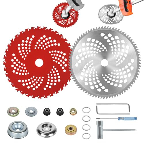 Trendecor 2er Set Freischneider Sägeblatt, 255/230 X 25.4 mm Freischneider Zubehör 36z 80z Mulchmesser Hartmetall Motorsense für Schneider Trimmer Unkrautfresser Rasentrimmern